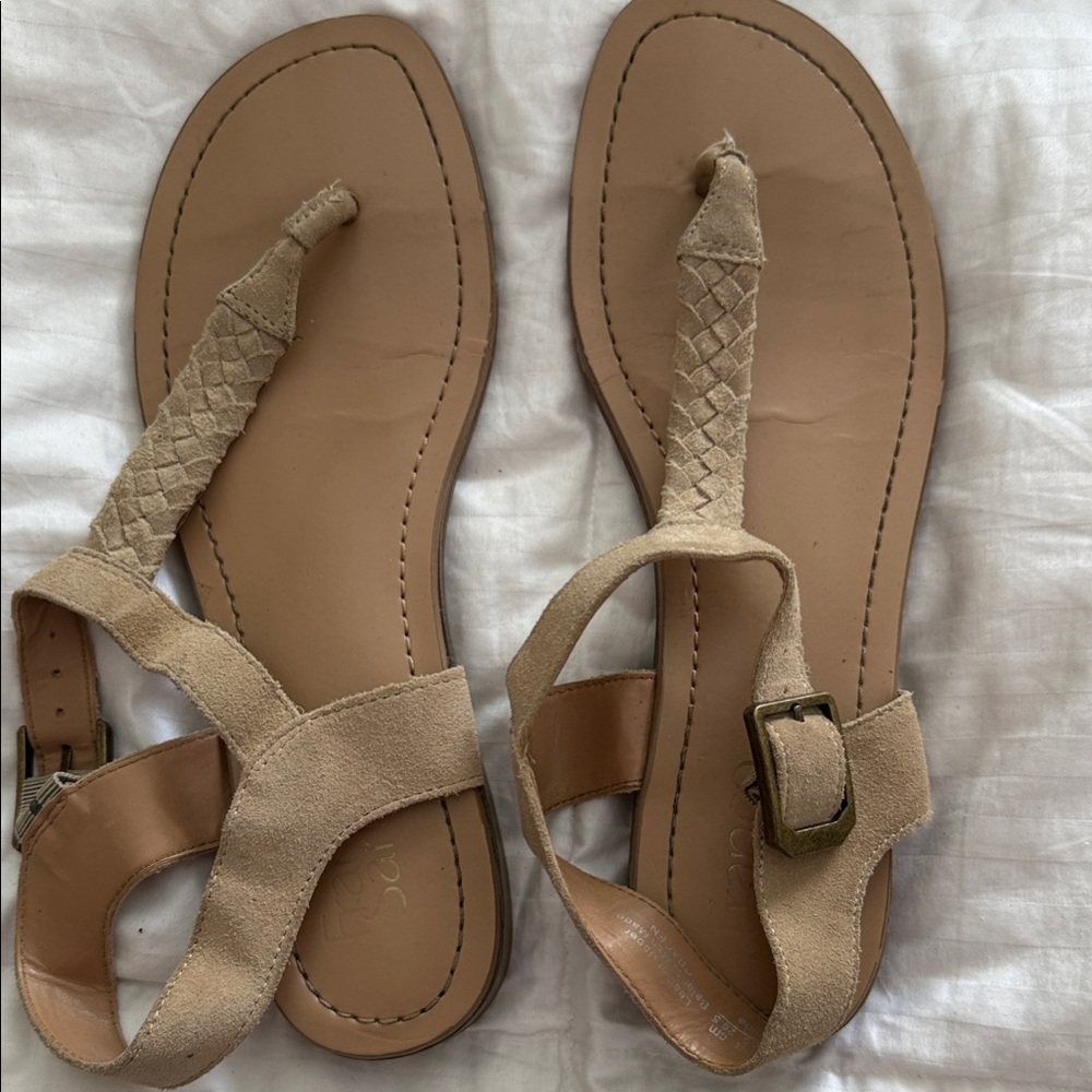 Franco Sarto Beige Braided Sandals